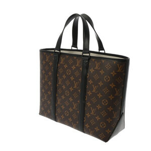 Louis Vuitton Tote Bag Brown Monogram Weekend Black Macassar